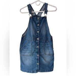 Oshkosh B'gosh Girl's Size 14 Overalls Dress Denim Sleeveless Button Down Front
